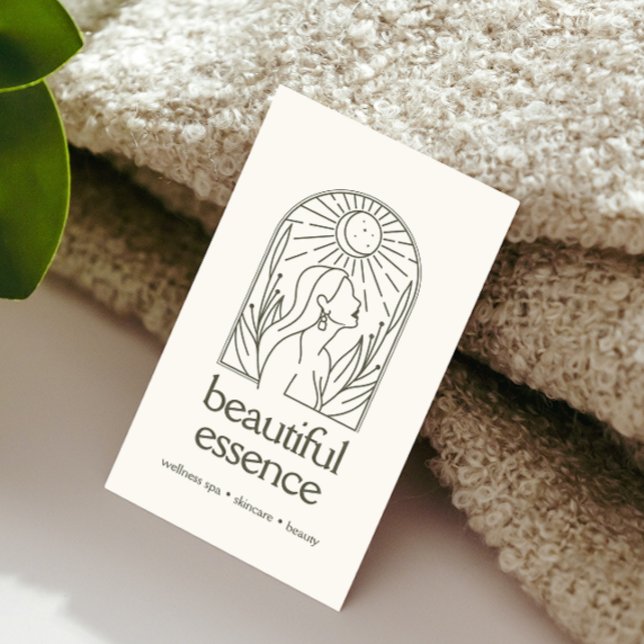 Carte De Visite Femme Feuille Moon Arch Wellness Day Spa SAGE (Créateur téléchargé)