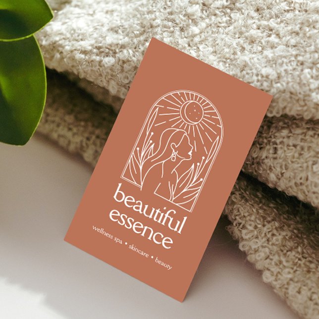 Carte De Visite Femme Feuille Moon Arch Wellness Day Spa Terracott (Créateur téléchargé)