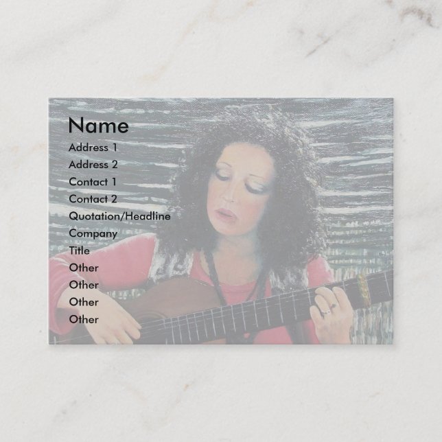 Carte De Visite Femme Jouant De La Musique Avec Guitare Acoustique (Devant)