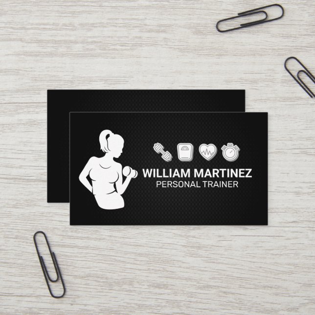 Carte De Visite Femme levant | Icônes de fitness (Devant/Arrière en situation)