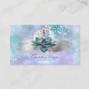 Carte De Visite Femme Lotus Moderne Pinceau Holographique