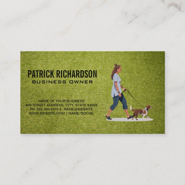 Carte De Visite Femme Marcher Chien | Turf (Devant)