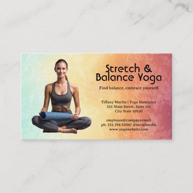 Carte De Visite Femme pratiquant le yoga | Arrière - plan de textu (Devant)