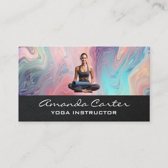 Carte De Visite Femme pratiquant le yoga avec mât (Devant)