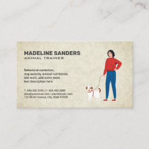 Carte De Visite Femme promenant un chien