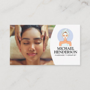 Carte De Visite Femme recevant un massage crânien   Jour de spa