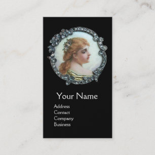 CARTE DE VISITE FEMME ROMANTIQUE AUX FLEURS DE DIAMONDES ENAMMÈNE