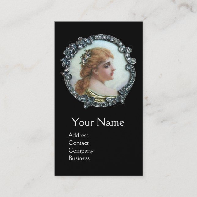 CARTE DE VISITE FEMME ROMANTIQUE AUX FLEURS DE DIAMONDES ENAMMÈNE  (Devant)