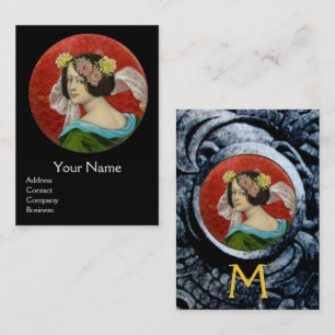 CARTE DE VISITE FEMME ROMANTIQUE AUX FLEURS ET COMBATTANTS DES GRI