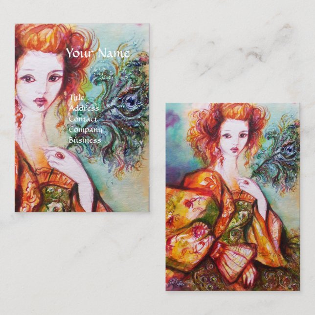 Carte De Visite FEMME ROMANTIQUE, PEACOCK SPARKLING PAIR Blanc (Devant / Derrière)