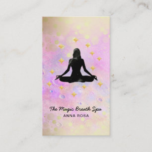 Carte De Visite *~ Femme Yoga Parties scintillant méditation or Mi