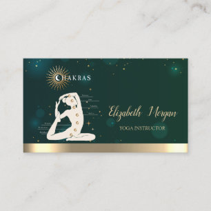 Carte De Visite Femmes Silhouette Chakras Yoga Instructeur Vert