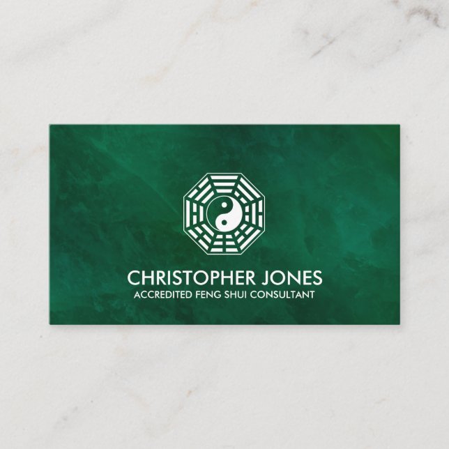 Carte De Visite Feng Shui Bagua / Pakua - blanc sur vert (Devant)