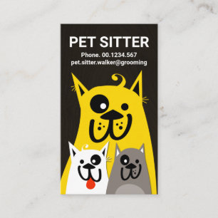 Carte De Visite Fer Chien Mère Enfants Animaux assis