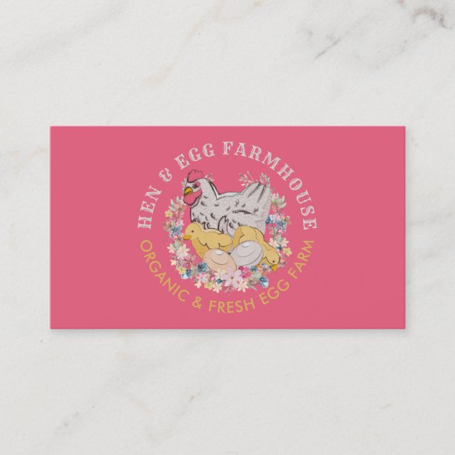 Carte De Visite Ferme à oeufs de poule rose (Devant)