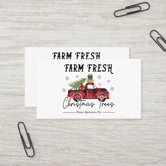 Carte De Visite Ferme Arbres frais Noël (Devant/Arrière en situation)