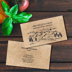 Carte De Visite Ferme artisanale de montagne Pin Vintage rustique 