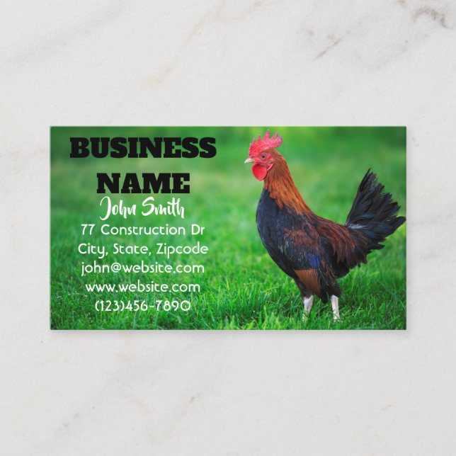 Carte De Visite Ferme de poulet de coq (Devant)