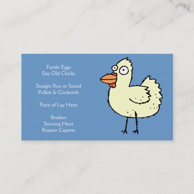 Carte De Visite Ferme de poulet - poussins, poulettes, poulets à (Devant)