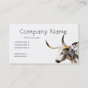 Carte De Visite ferme de ranch longhorn vache noire et blanche