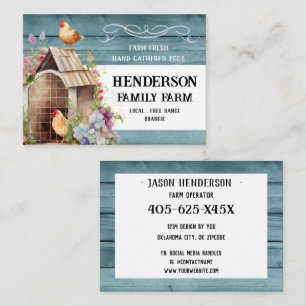Carte De Visite Ferme d'oeufs de poulet rustique bleu