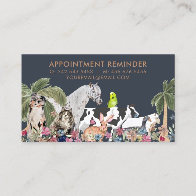 Carte De Visite Ferme du Palmier Animal Chien Chat Oiseau Rendez-v (Devant)