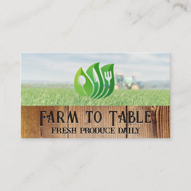 Carte De Visite Fermier sur tracteur | Logo du restaurant (Devant)