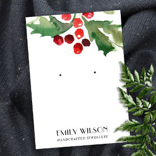 CARTE DE VISITE FESTIVE CHRISTMAS HOLLY BERRY ÉTUDE ÉCOUTE AFFICHA