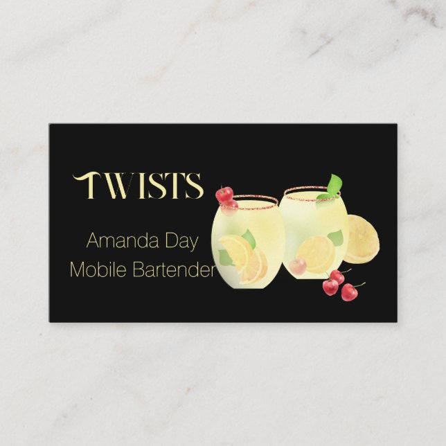 Carte De Visite Festive Mixed Drinks Bartender Business Card (Devant)