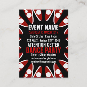 Carte De Visite FÊTE DE L'ÉVÉNEMENT Red White Black Mini Flyers