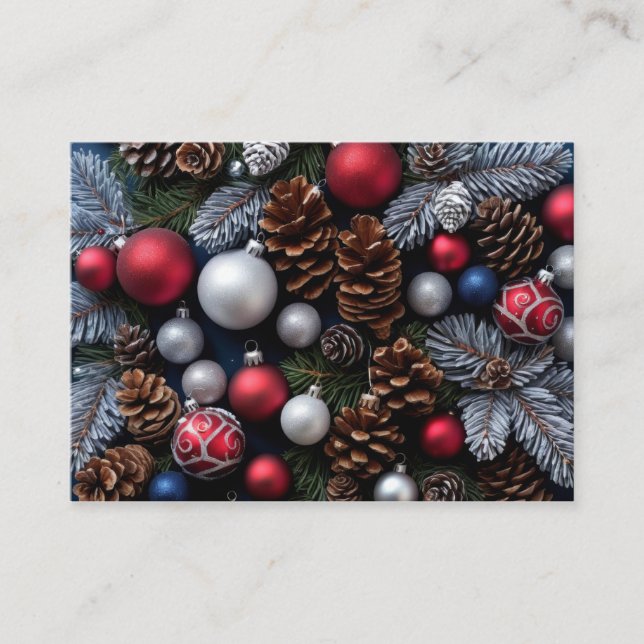 Carte De Visite Fête de Noël Arbre Festif Saison de Neige Bougies (Devant)