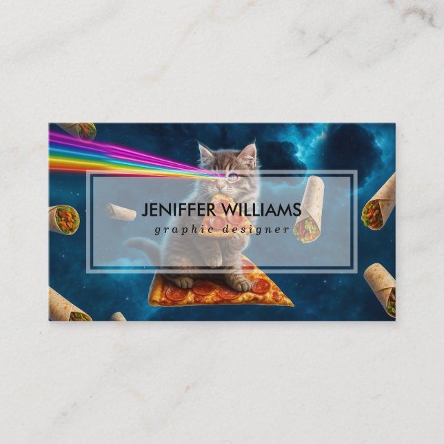 Carte De Visite Fête de pizza de chat laser (Devant)