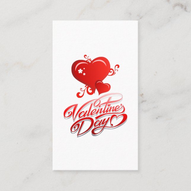 Carte De Visite fête des valentines joyeuses aux coeurs rouges (Devant)