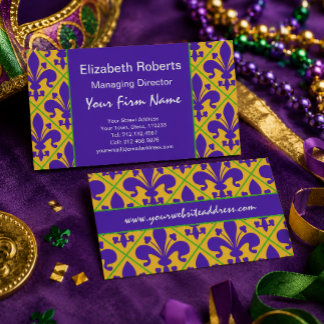 Carte De Visite Fête du Mardi Gras La Nouvelle-Orléans Fleur de Li