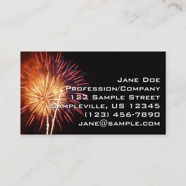 Carte De Visite Feu d'artifice rouge, blanc et bleu I Patriotique (Devant)