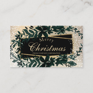 Carte De Visite Feuil d'or Souhaits floraux de Noël