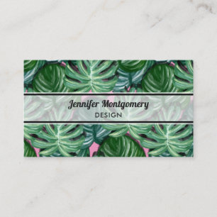 Carte De Visite Feuillage Feuille tropical vert & vert