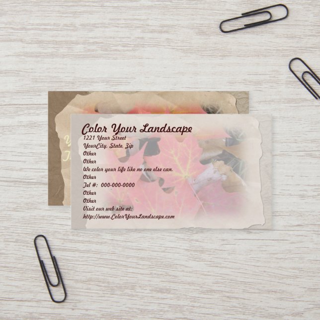 Carte de visite Feuille (Devant/Arrière en situation)