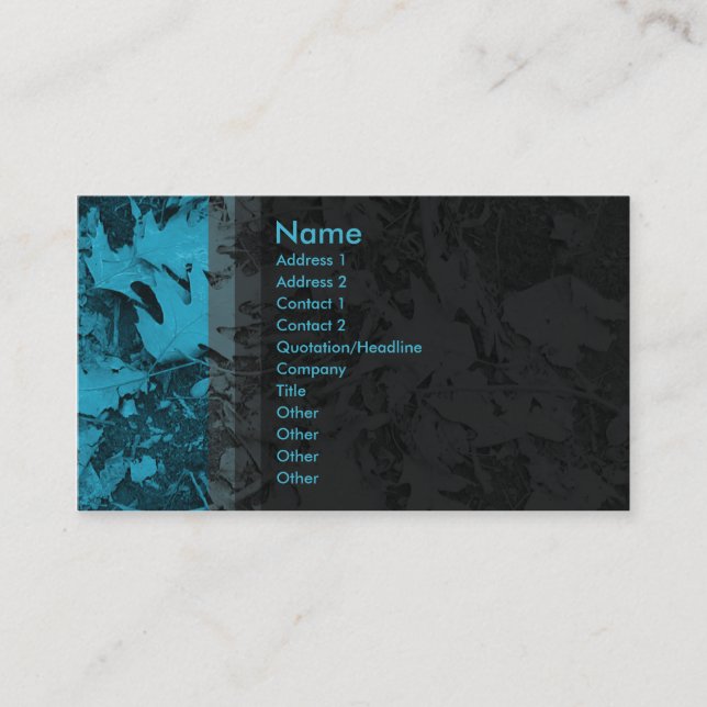 Carte De Visite Feuille - bleu (Devant)