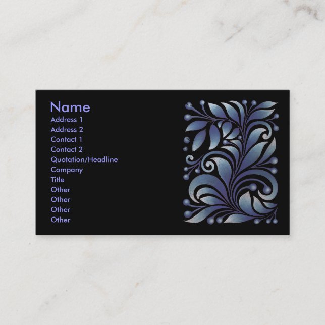 Carte De Visite feuille bleu (Devant)