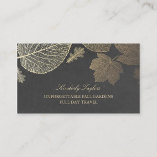 Carte De Visite Feuille d'automne d'or et de tableau élégant