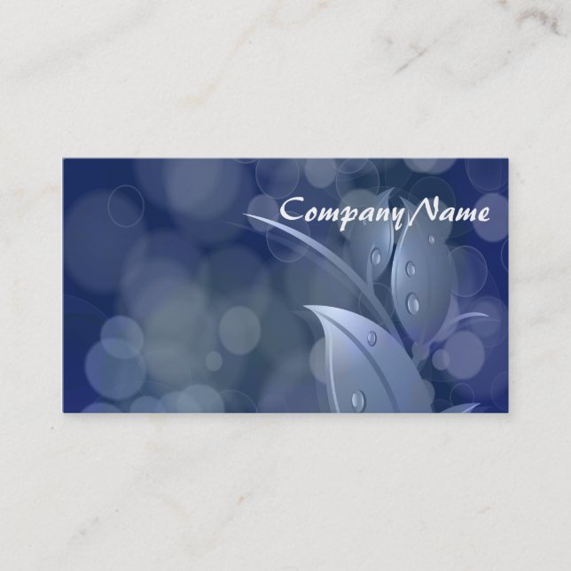 Carte De Visite Feuille de Blue Bokeh (Devant)