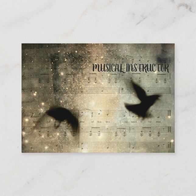 Carte De Visite Feuille de corbeaux musicaux (Devant)