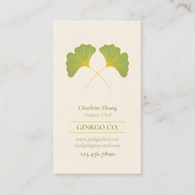 Carte De Visite Feuille de Ginkgo et motif de polygone (Devant)