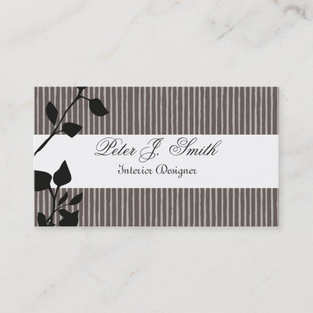 Carte De Visite Feuille de mode Motif Design d'intérieur rayée (Devant)
