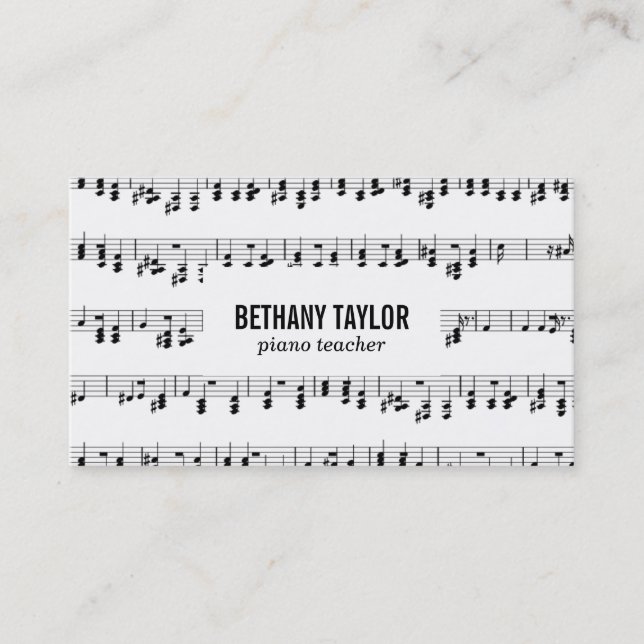 Carte De Visite Feuille de musique (Devant)