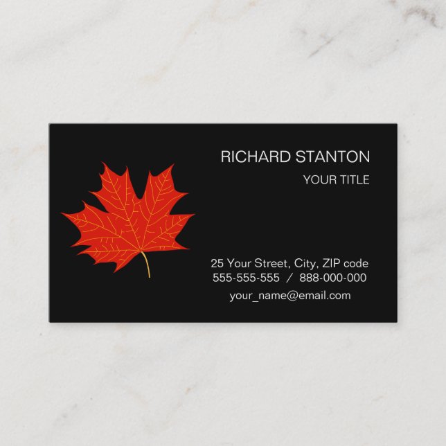 Carte De Visite Feuille d'érable rouge (Devant)