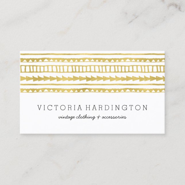 Carte De Visite Feuille d'or chic fascinante de Faux de Boho | (Devant)