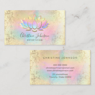Carte De Visite feuille d'or fausse et lotus aux couleurs pastel