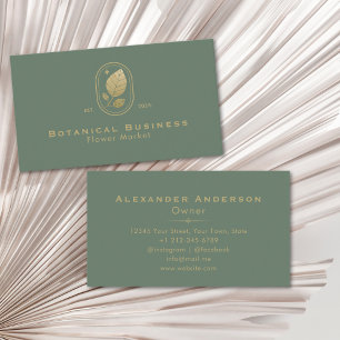 Carte De Visite Feuille d'or moderne Vert botanique minimal